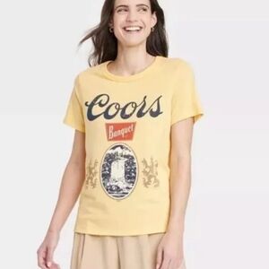 Coors Banquet Yellow Graphic Tee. Womens Size Small.